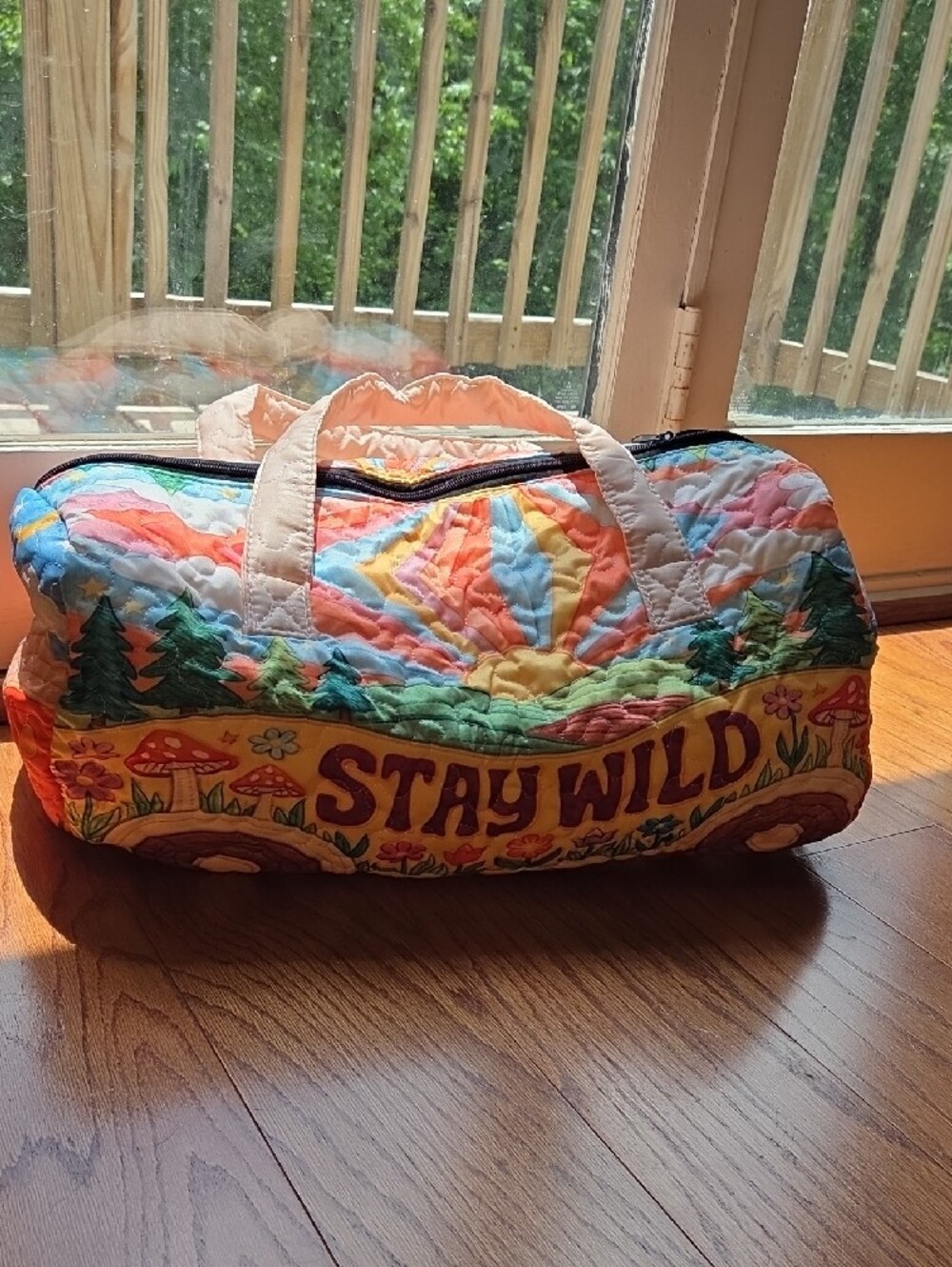 Stay Wild Quilted Multicolor Travel Duffel Bag - Picture 5 of 5